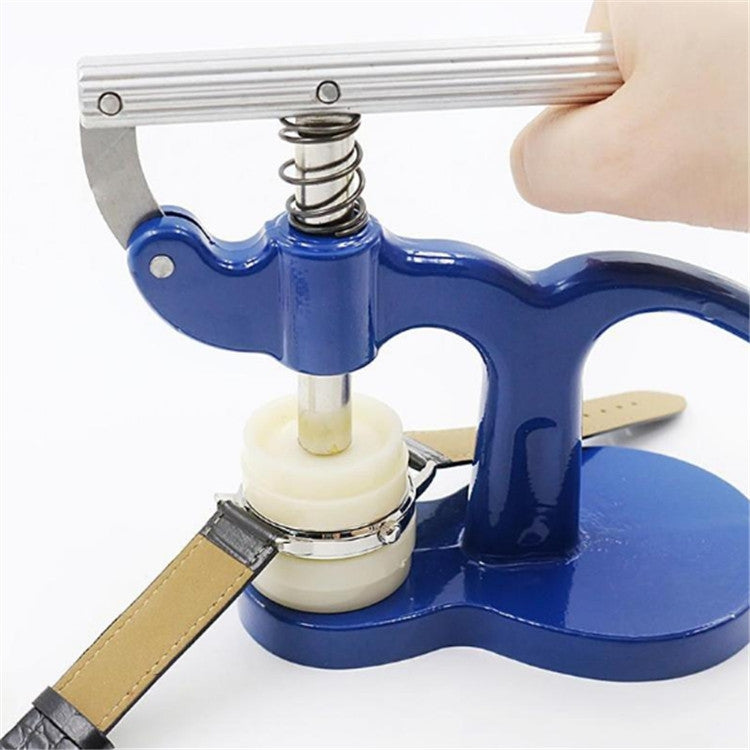 Table Repair Tool Desktop Capping Machine Mechanical Quartz Watch Cover Back Cover Battery Replacement Tool(White Mold Blue Press)