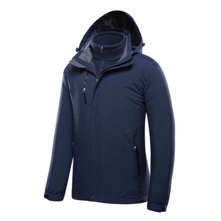Men Outdoor Waterproof Jacket With Detachable Inner Warm Fleece for Camping Travel, Size: