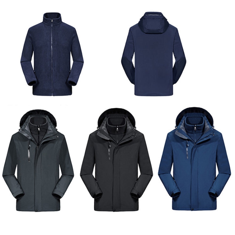 Men Outdoor Waterproof Jacket With Detachable Inner Warm Fleece for Camping Travel, Size: