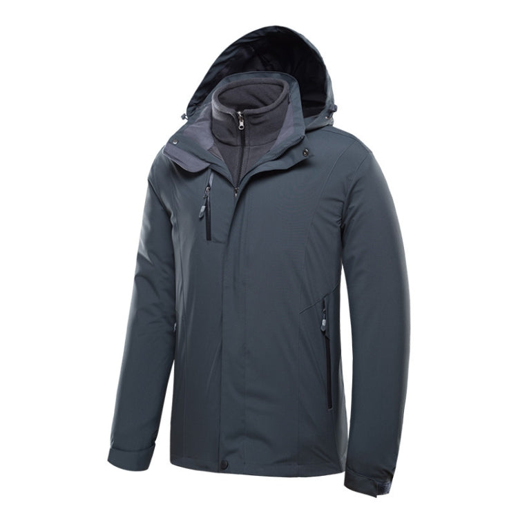 Men Outdoor Waterproof Jacket With Detachable Inner Warm Fleece for Camping Travel, Size: