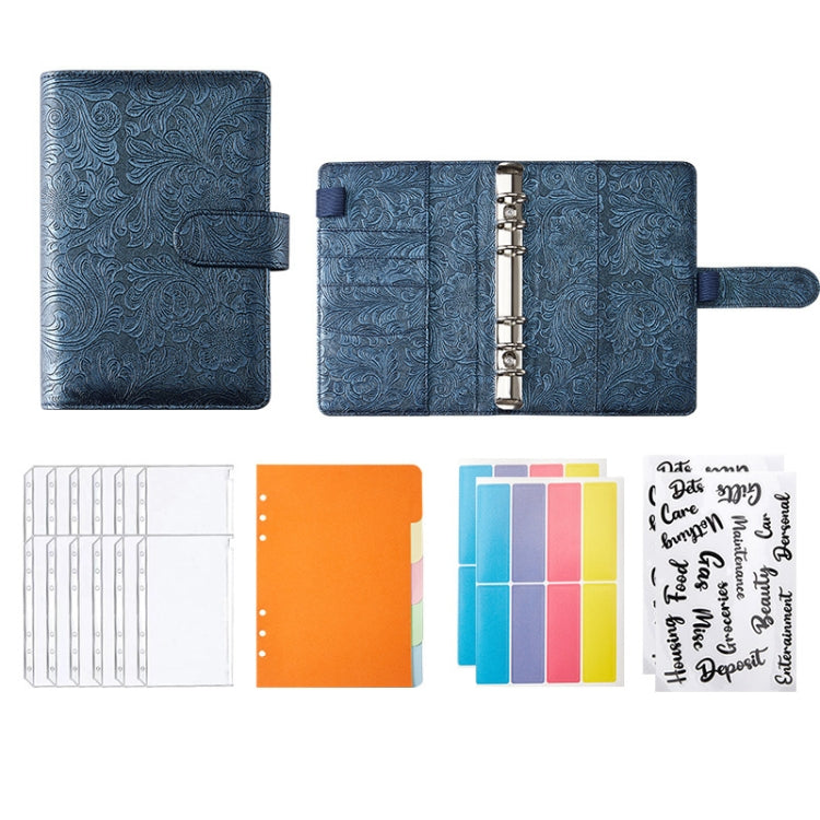 A6 YMX-007 PU Leather Budget Binder Notebook Embossed Model Handbook