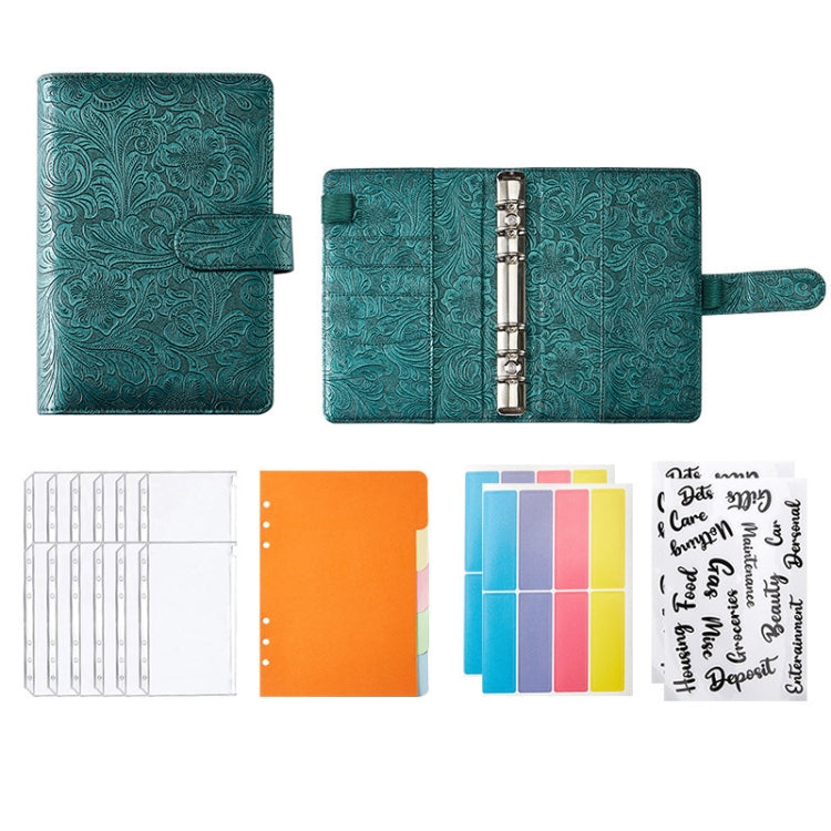 A6 YMX-007 PU Leather Budget Binder Notebook Embossed Model Handbook