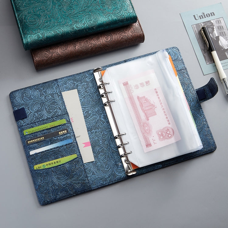 A6 YMX-007 PU Leather Budget Binder Notebook Embossed Model Handbook
