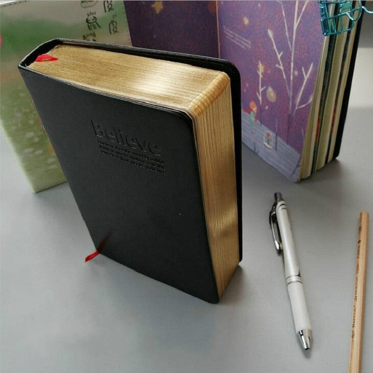 Ultra-Thick Retro Simple Lmitation Leather Thick 240-Page Horizontal Blank Notebook, Specifications:Large A5 Gold Rim Horizontal Line