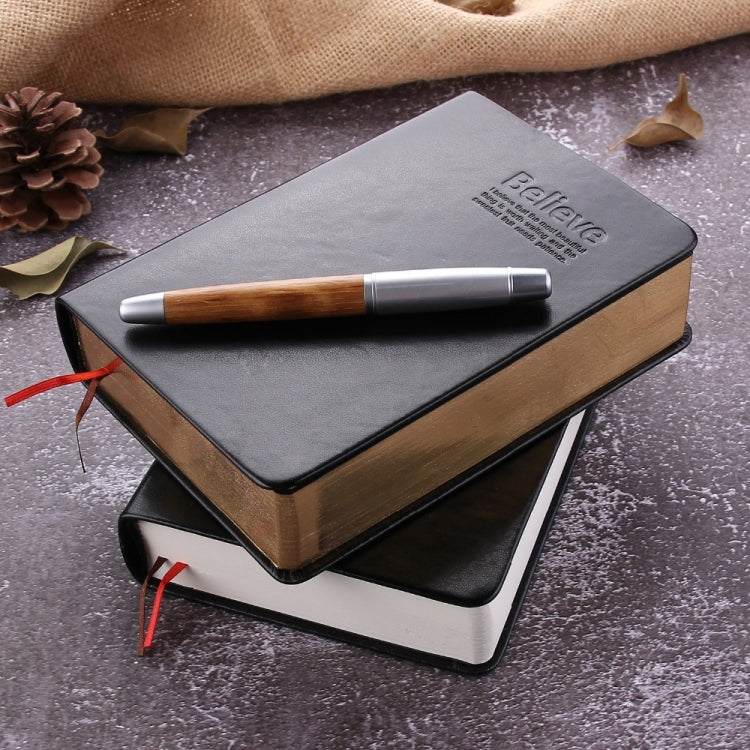 Ultra-Thick Retro Simple Lmitation Leather Thick 240-Page Horizontal Blank Notebook, Specifications:Large A5 Gold Rim Horizontal Line