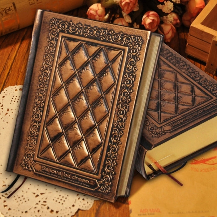 Retro Blank Inside Page Notepad Hardcover Leather Book A5 Embossed Planning Notebook Brush Phnom Penh(Bronze)