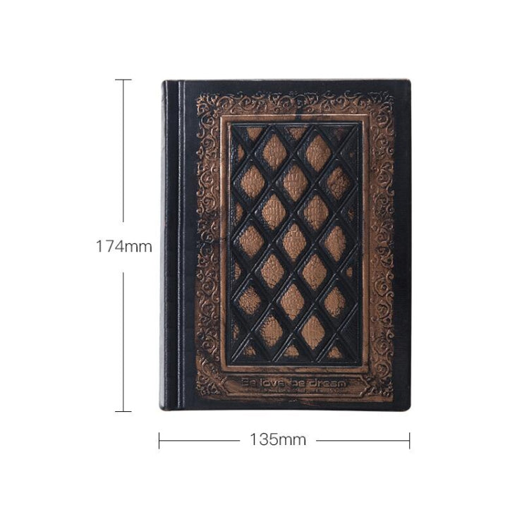 Retro Blank Inside Page Notepad Hardcover Leather Book A5 Embossed Planning Notebook Brush Phnom Penh(Bronze)