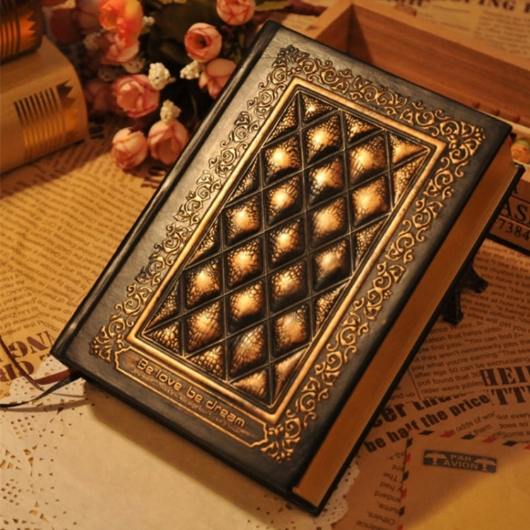 Retro Blank Inside Page Notepad Hardcover Leather Book A5 Embossed Planning Notebook Brush Phnom Penh(Bronze)