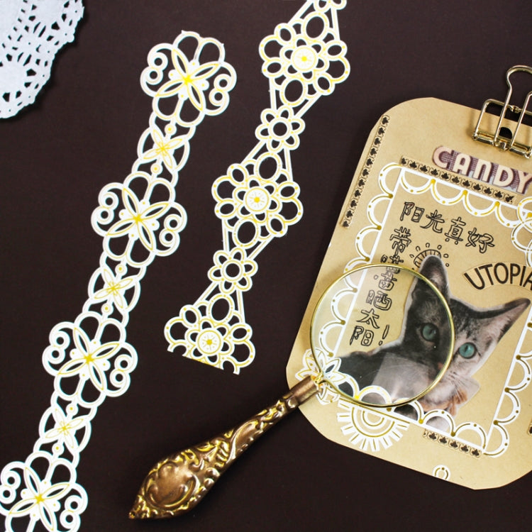 Vintage Lace Hollow Bronzing Tape DIY Sticker Label Stationery