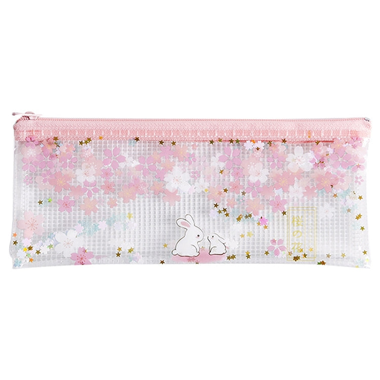 3 PCS Cat in Sakura Sequins Mesh Bag Folder, Color:A5
