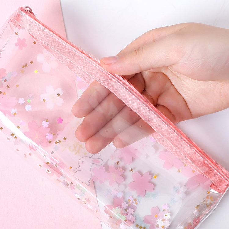 3 PCS Cat in Sakura Sequins Mesh Bag Folder, Color:A5