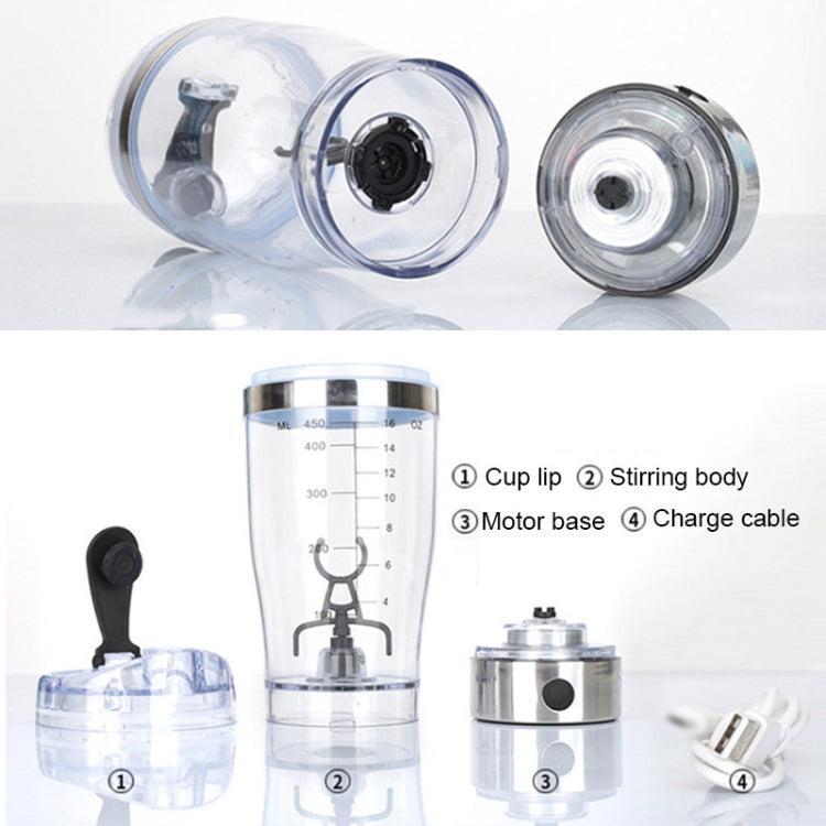 450ML USB Charging Automatic Automatic Mixing Cup Coffee Drinking  Stirring Cup(White)