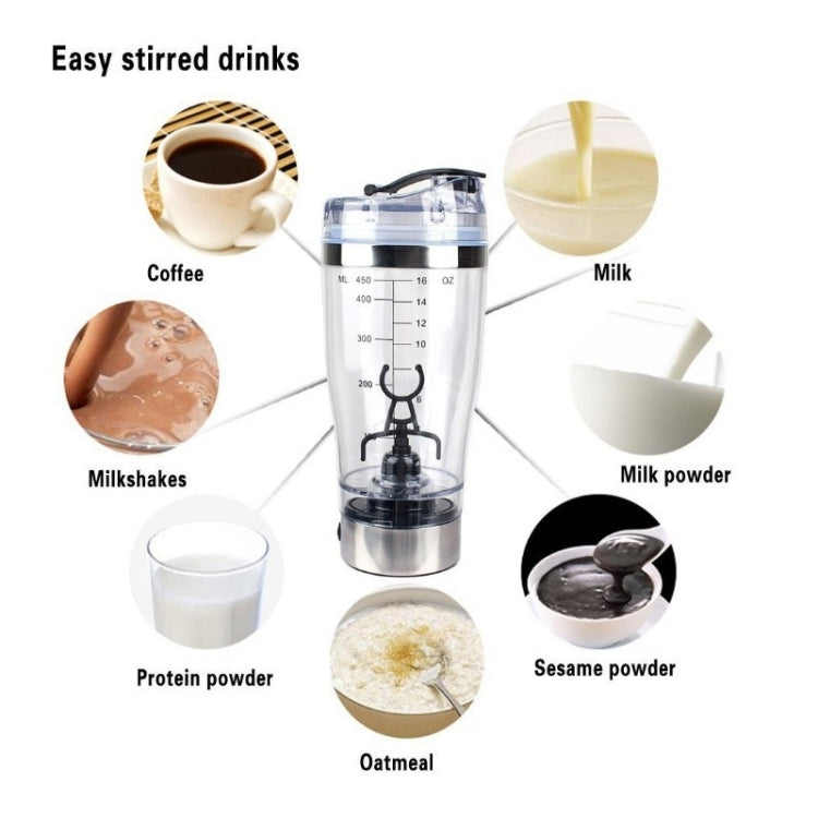 450ML USB Charging Automatic Automatic Mixing Cup Coffee Drinking  Stirring Cup(White)