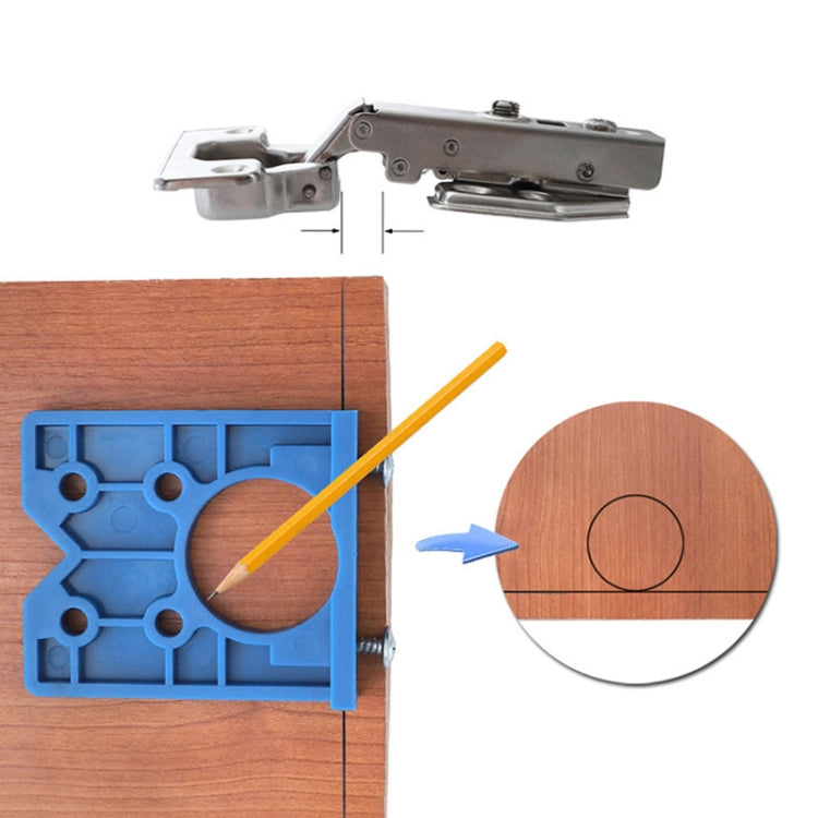 35mm Woodworking Hinge Opening Door Panel Hinge Positioner Punching Installation Auxiliary Tool, Style:Single + Hole Opener+Pencil