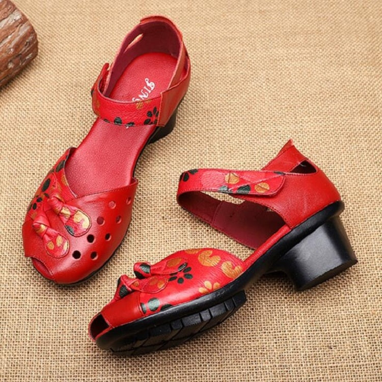 Women Shoes Leather Square Dance Thick Heel Shoes, Size:36