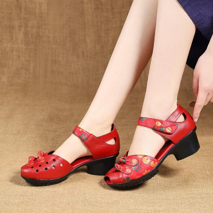 Women Shoes Leather Square Dance Thick Heel Shoes, Size:39