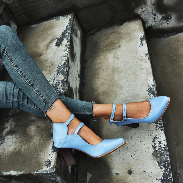 Women Shoes Plus Size Double Buckle Heel Heels, Size:35