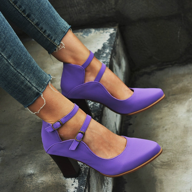 Women Shoes Plus Size Double Buckle Heel Heels, Size:35