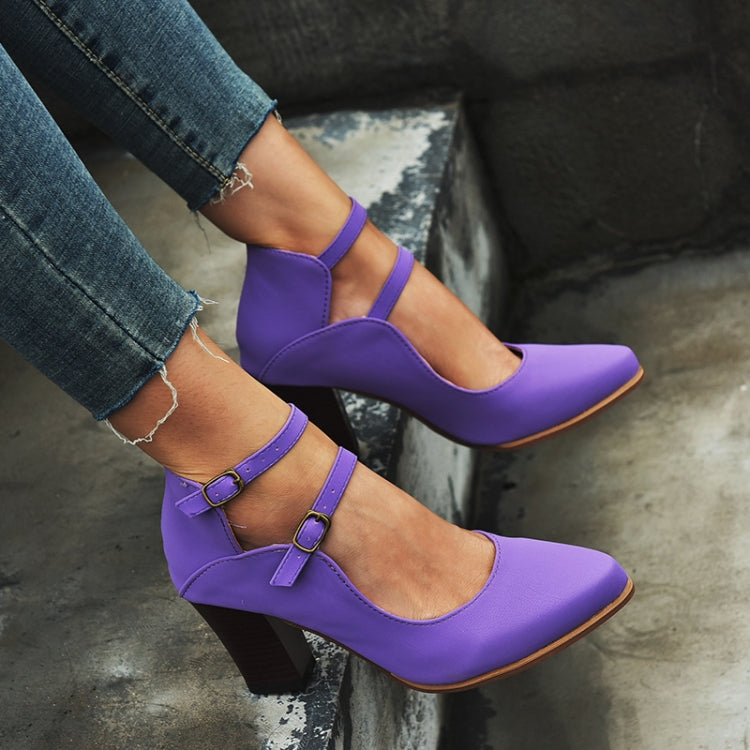 Women Shoes Plus Size Double Buckle Heel Heels, Size:35