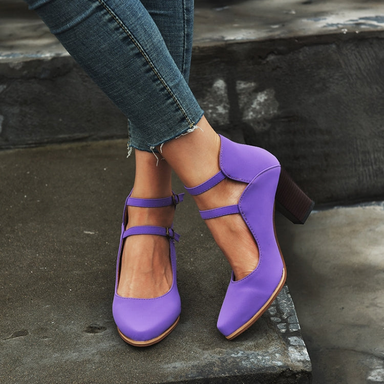 Women Shoes Plus Size Double Buckle Heel Heels, Size:35