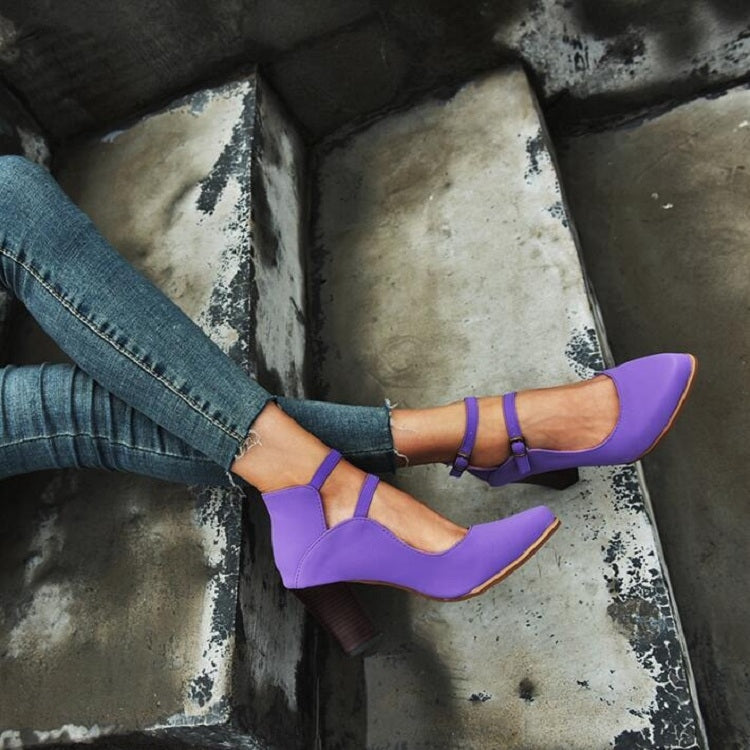 Women Shoes Plus Size Double Buckle Heel Heels, Size:35