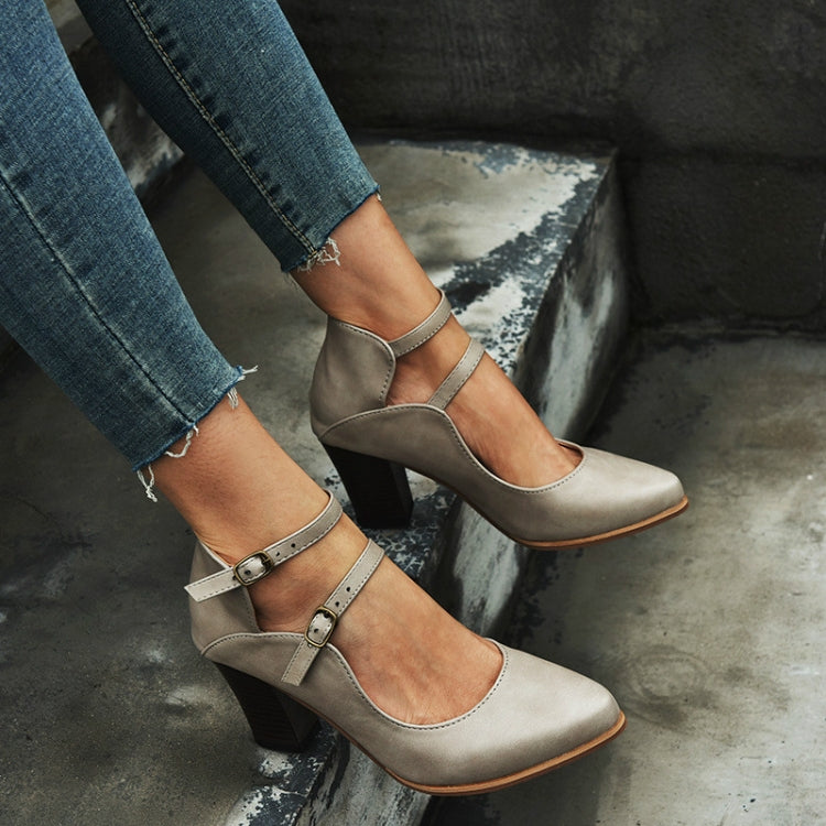Women Shoes Plus Size Double Buckle Heel Heels, Size:35
