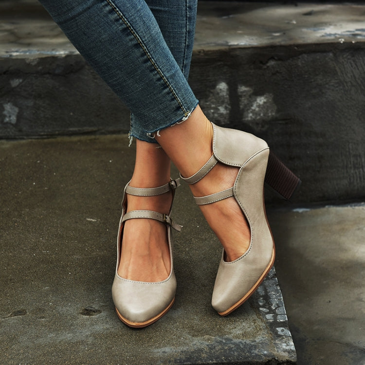 Women Shoes Plus Size Double Buckle Heel Heels, Size:35