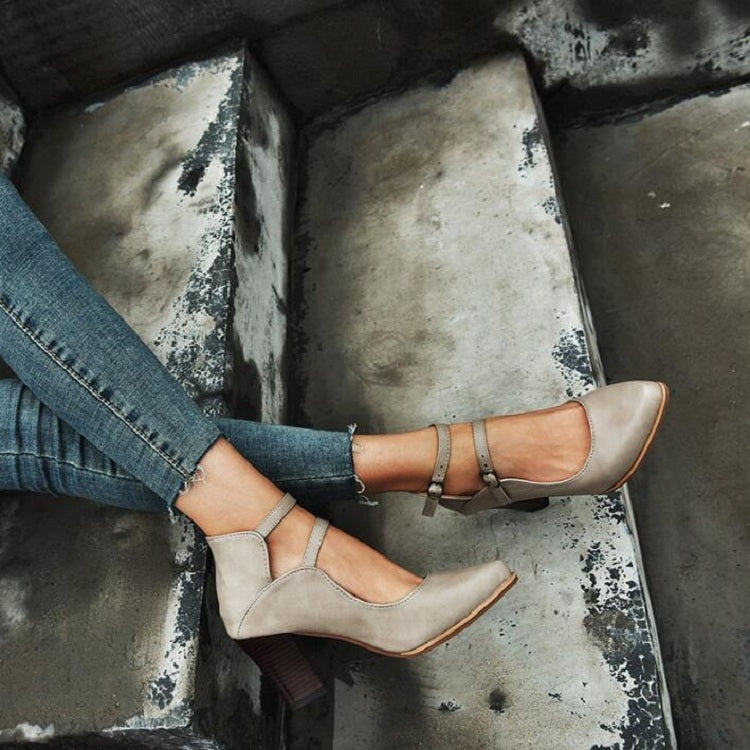 Women Shoes Plus Size Double Buckle Heel Heels, Size:35