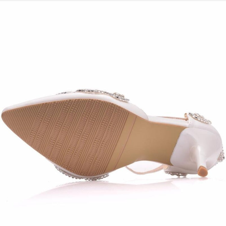 Rhinestone Stiletto Pointed Heel Women Shoes, Size:39(White)
