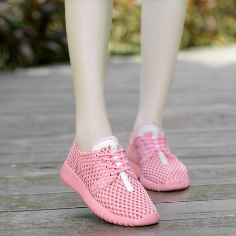 Women Shoes Flat Bottom Breathable Mesh Deodorant Soft Sole Sneakers, Size:35