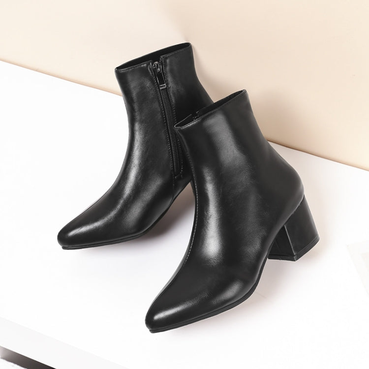 Autumn  Winter Glitter Square Heel Pointed Low-Top Women Boots, Size:32