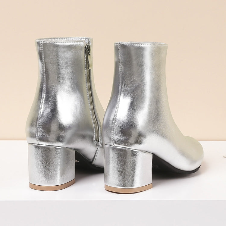 Autumn  Winter Glitter Square Heel Pointed Low-Top Women Boots, Size:39
