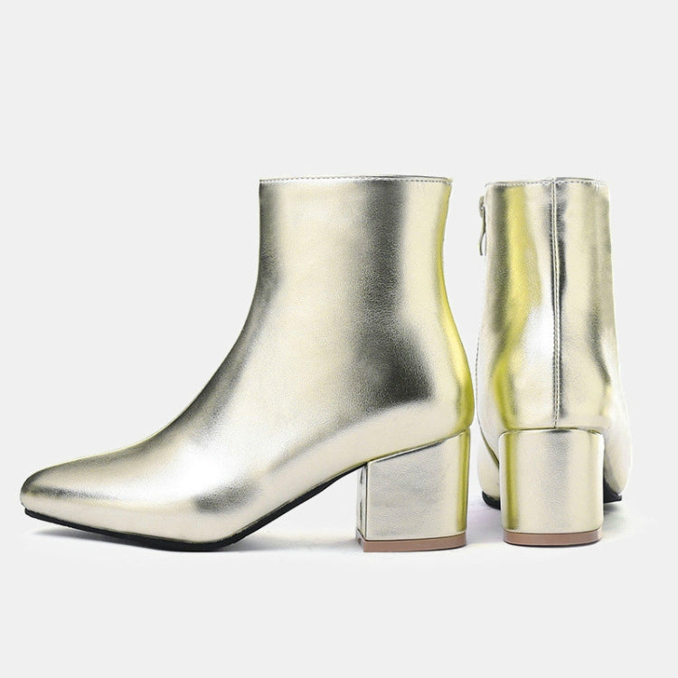 Autumn  Winter Glitter Square Heel Pointed Low-Top Women Boots, Size:42