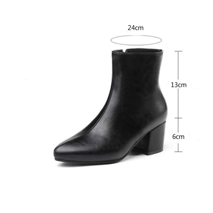 Autumn  Winter Glitter Square Heel Pointed Low-Top Women Boots, Size:42