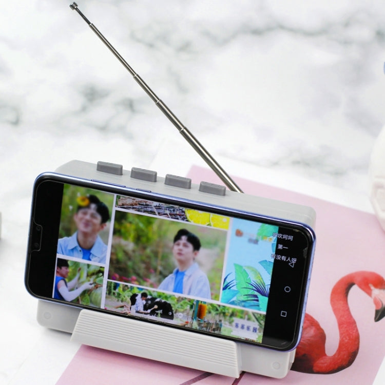 TYX-TV Mobile Phone Desktop Stand Retro Cute Speaker Radio, Color:Light Grey(Bluetooth Models)