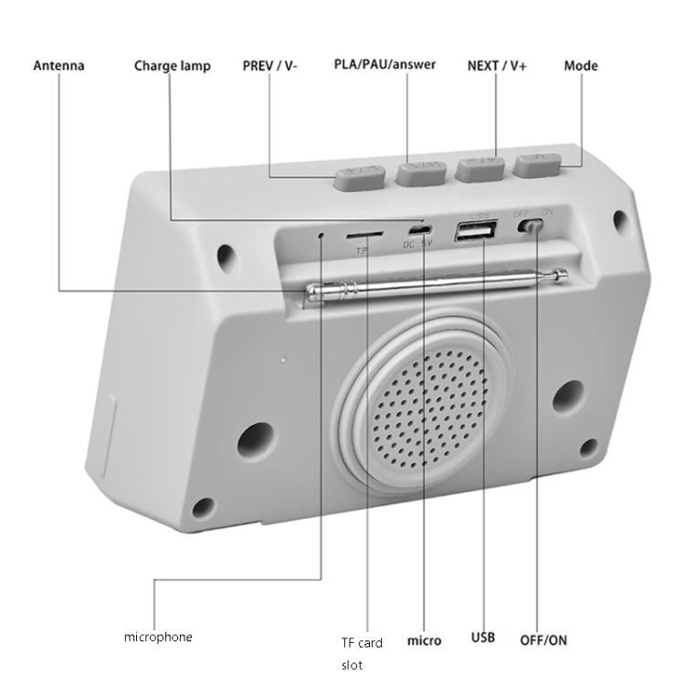 TYX-TV Mobile Phone Desktop Stand Retro Cute Speaker Radio, Color:Light Grey(Bluetooth Models)