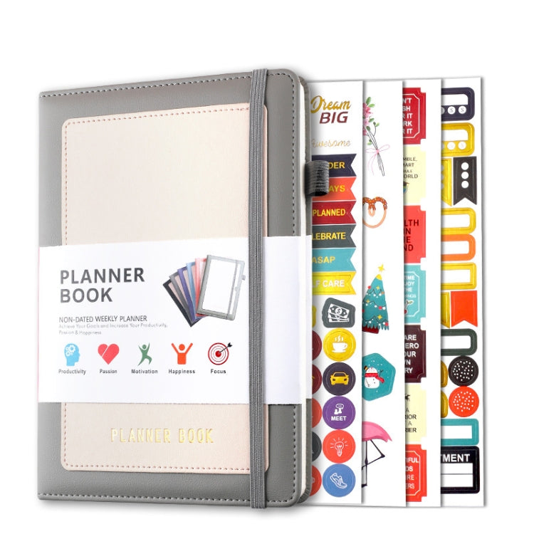 YMX-018 A5 Weekly Plan Monthly Plan Book Self-Regulation Strap Notebook With Stickers