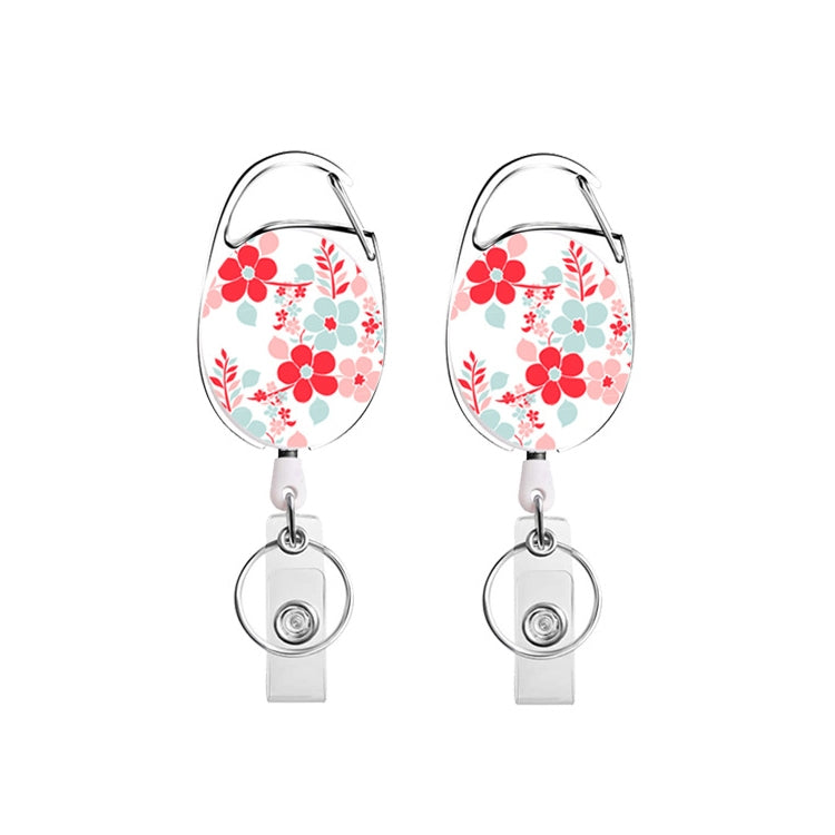 2pcs Floral Leaves Retractable Pull Badge Reel Name Tag Card Badge Holder