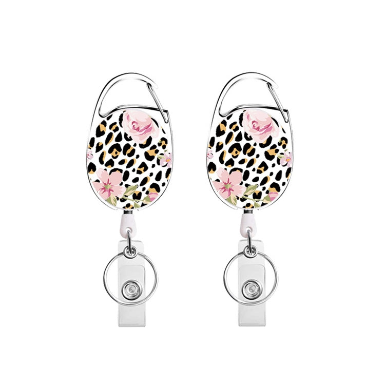 2pcs Floral Leaves Retractable Pull Badge Reel Name Tag Card Badge Holder