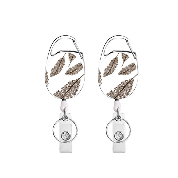 2pcs Floral Leaves Retractable Pull Badge Reel Name Tag Card Badge Holder