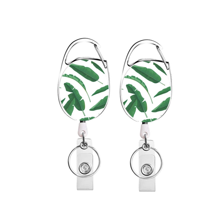 2pcs Floral Leaves Retractable Pull Badge Reel Name Tag Card Badge Holder