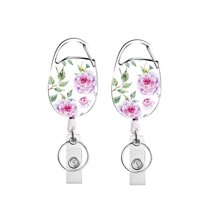 2pcs Floral Leaves Retractable Pull Badge Reel Name Tag Card Badge Holder