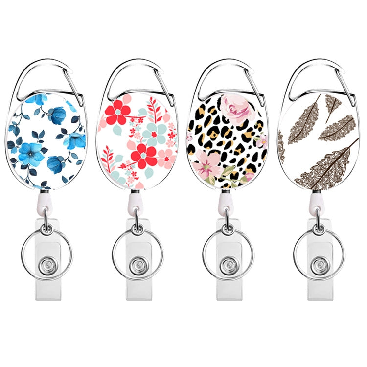 2pcs Floral Leaves Retractable Pull Badge Reel Name Tag Card Badge Holder