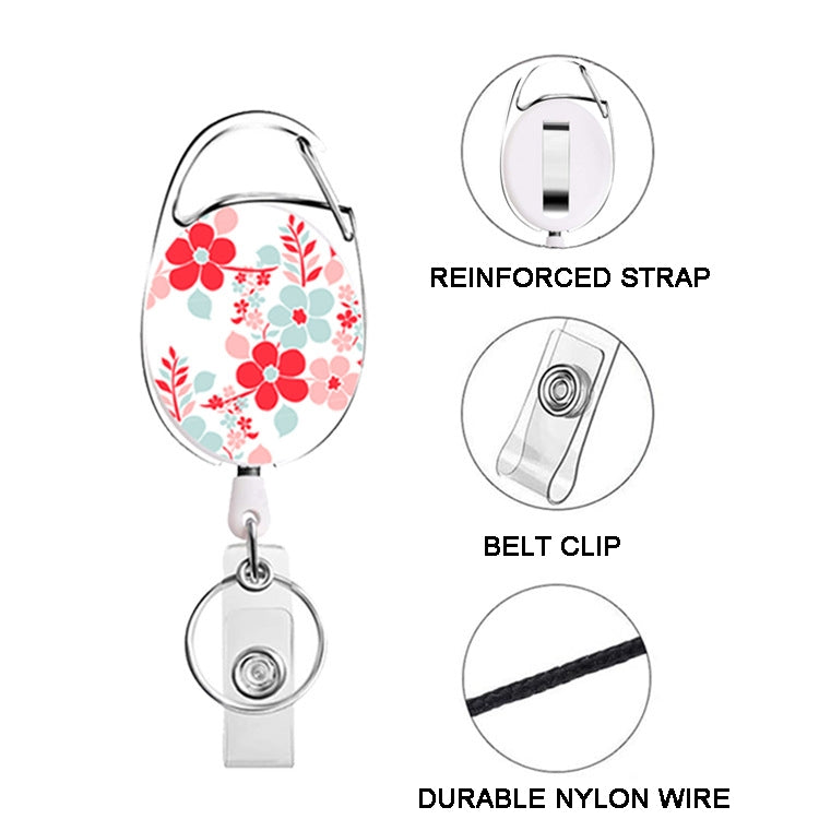 2pcs Floral Leaves Retractable Pull Badge Reel Name Tag Card Badge Holder