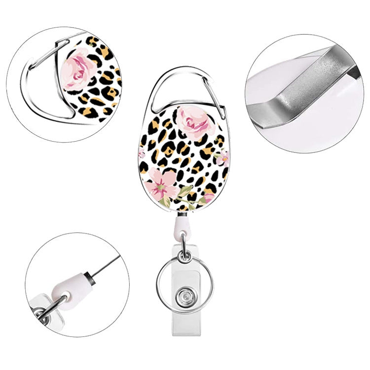 2pcs Floral Leaves Retractable Pull Badge Reel Name Tag Card Badge Holder