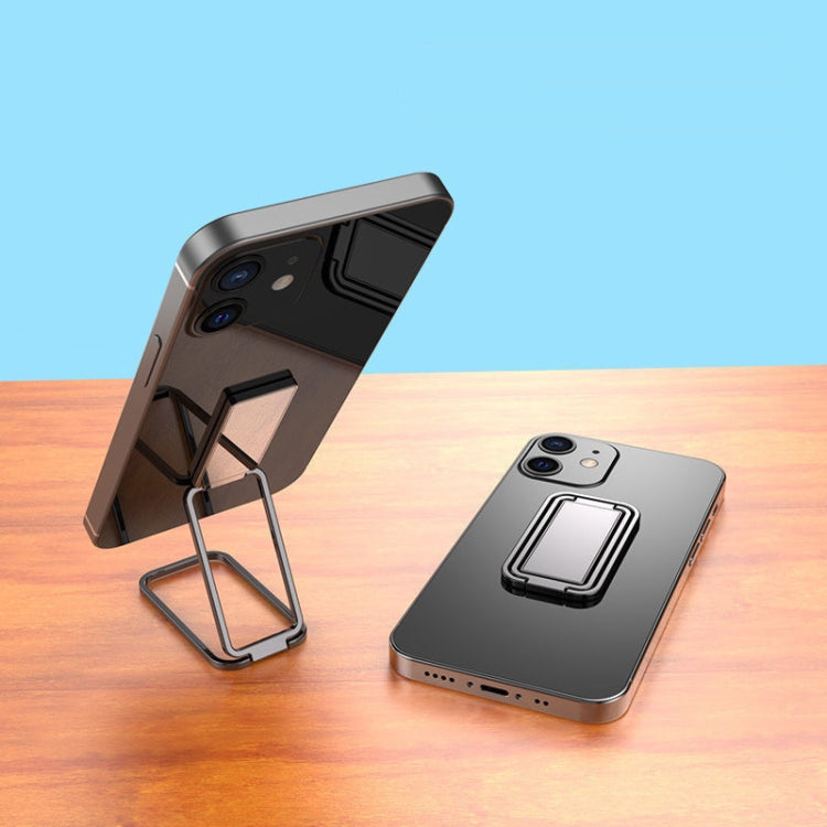 Metal Car Mobile Phone Folding Bracket Ring Buckle Paste Bracket,Style: Square