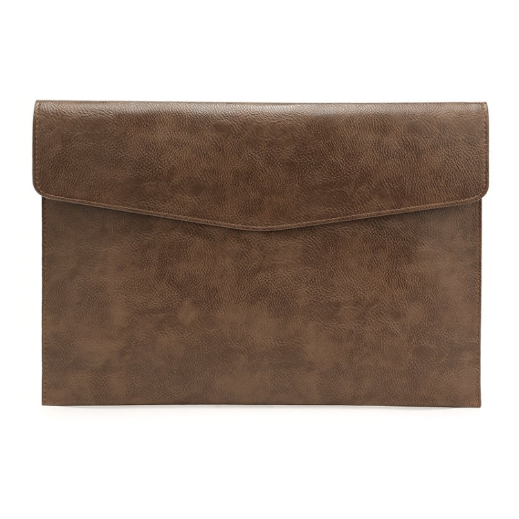PU Leather Litchi Pattern Sleeve Case For 14 Inch Laptop, Style: Single Bag  (Dark Brown)