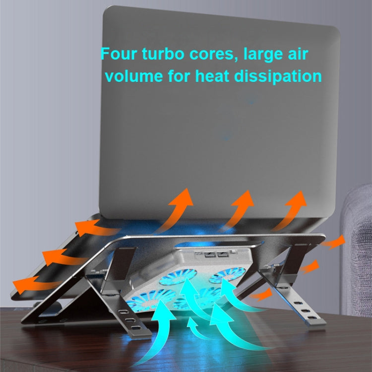 Z23A  4 Fan Laptop Tablet PC Cooling Bracket with Dual USB Output Ports