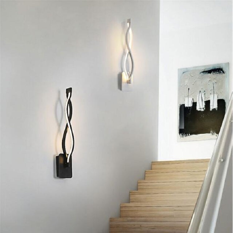 Black Simple Led Aisle Bedroom Bedside Wall Lamp(Warm Light)