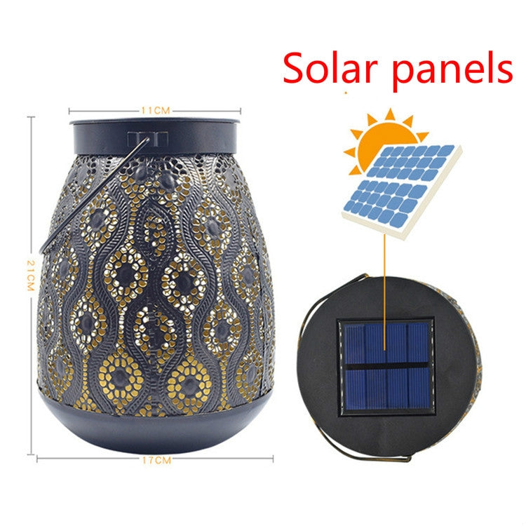 Solar Vintage Wrought Iron Hanging Lamp Outdoor Waterproof Garden Villa Decoration Pendant Lamp
